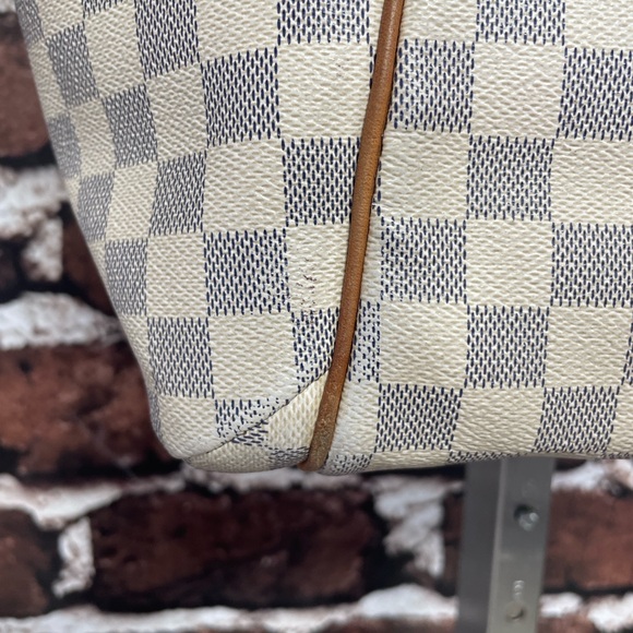 Louis Vuitton Purse Damier Azur Totally PM Tote Bag Tan Leather Straps Canvas - Picture 12 of 16